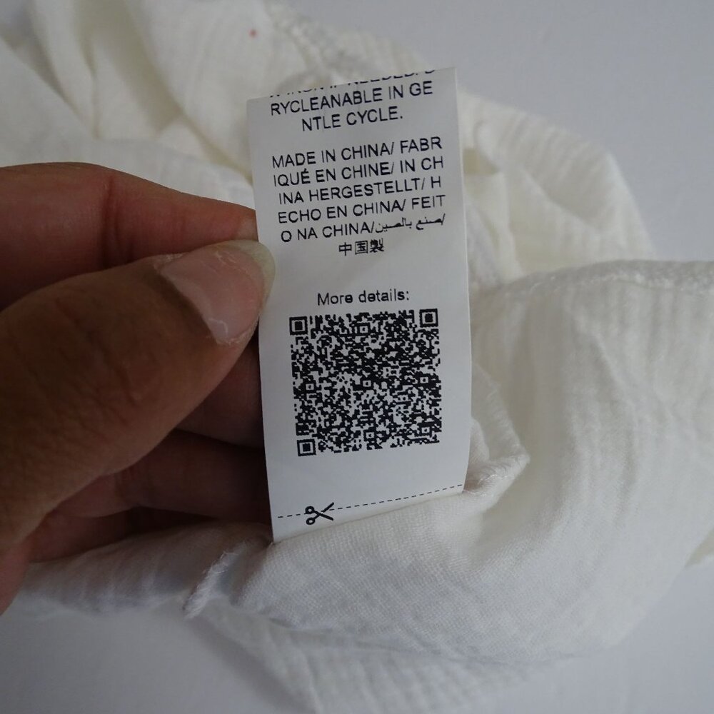 Shein One-Shoulder White Gauze Cotton Top Women Size M US Size 6 With Bow Detail - Picture 7 of 9